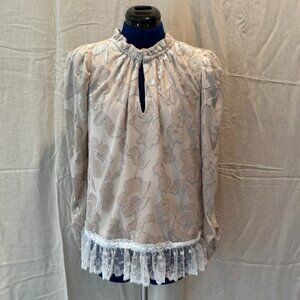 Marc New York Long Sleeve Blouse with Beautiful design and lace - S
